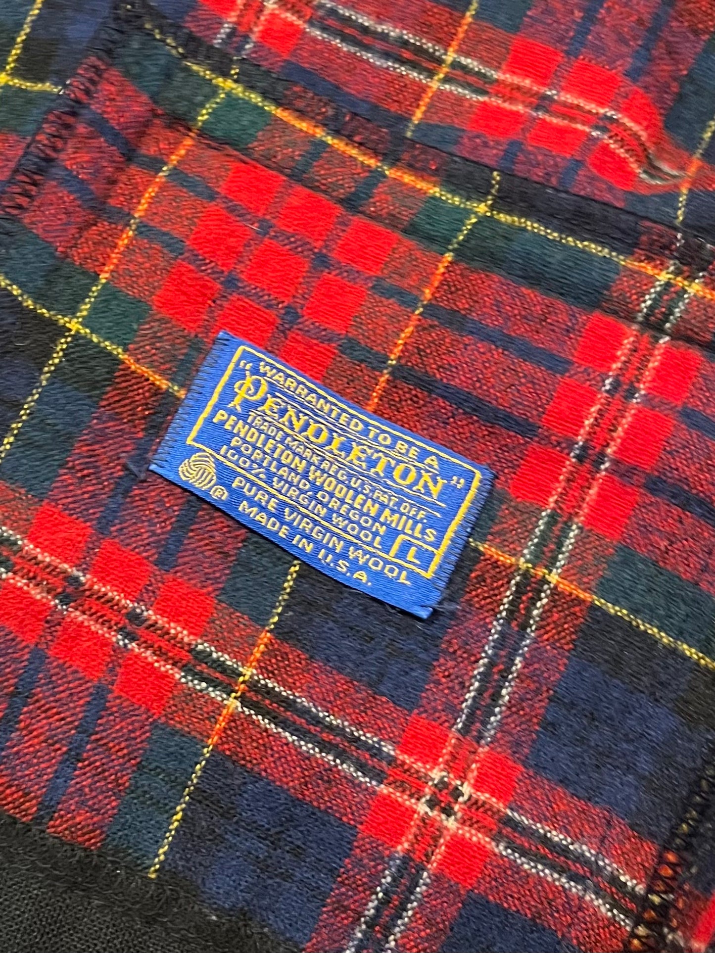 90s 'Pendleton' Plaid Wool Cardigan / Large