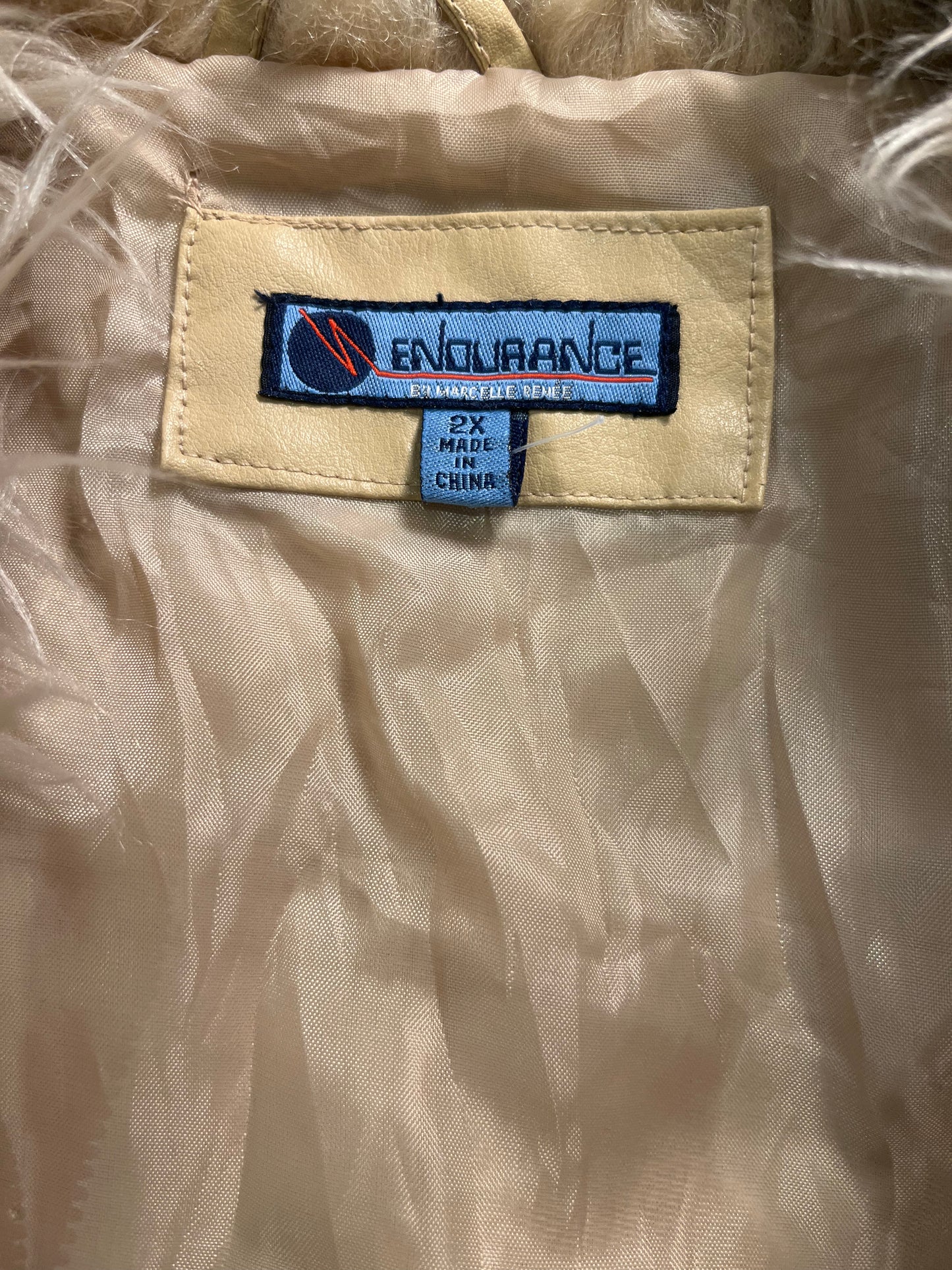 Y2k 'Endurance' Beige Faux Leather Jacket / 2X