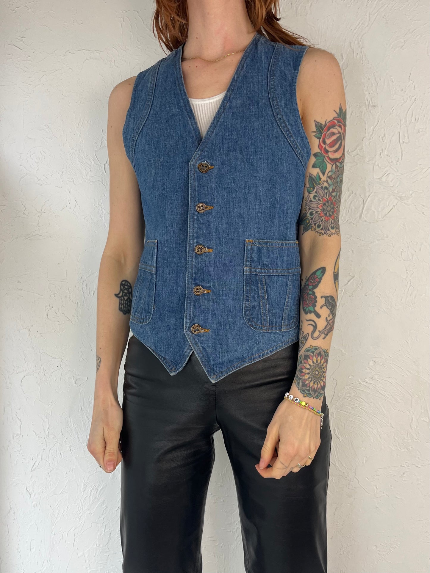 80s 'Lee' Denim Fitted Vest / Small
