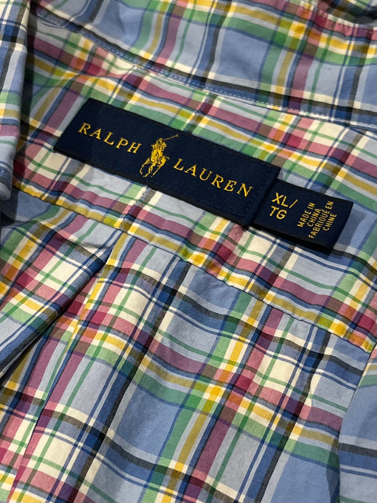 Y2k 'Ralph Lauren' Blue Plaid Button Up Shirt / XL