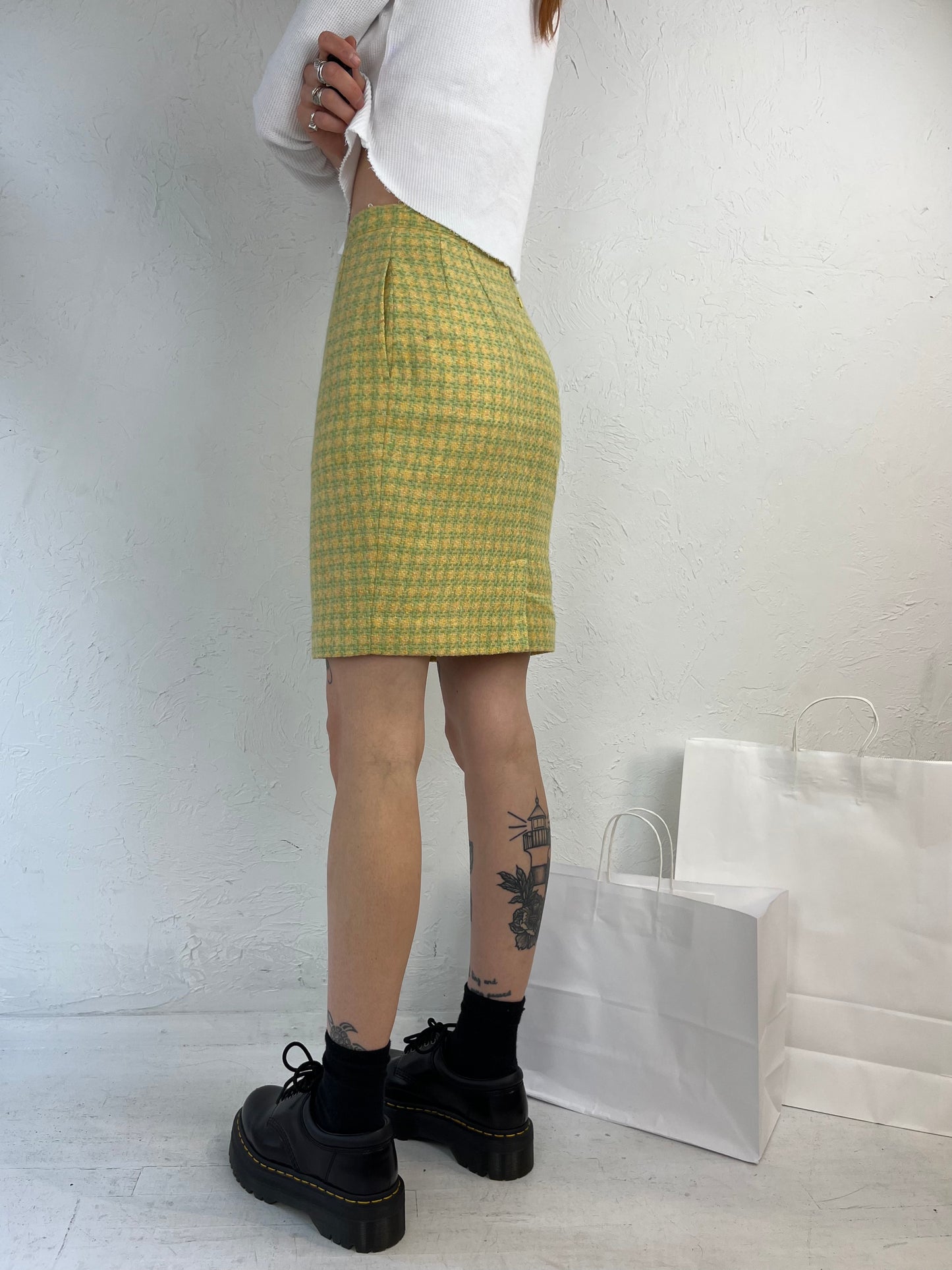 80s 90s 'Michel Rene' Pastel Tweed Mini Skirt / Small