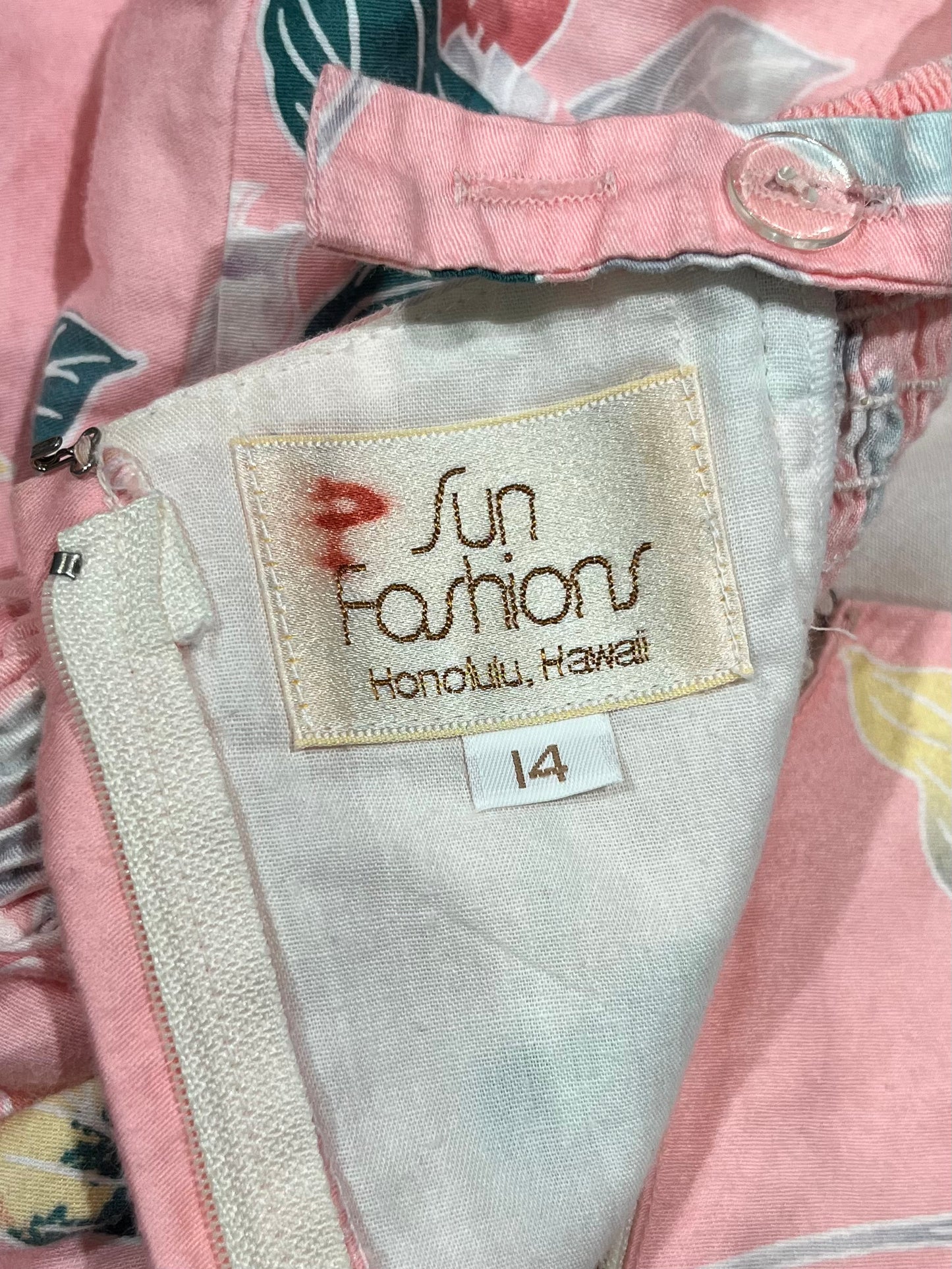 80s 'Fun Fashions' Pink Floral Print A line Dress / Small