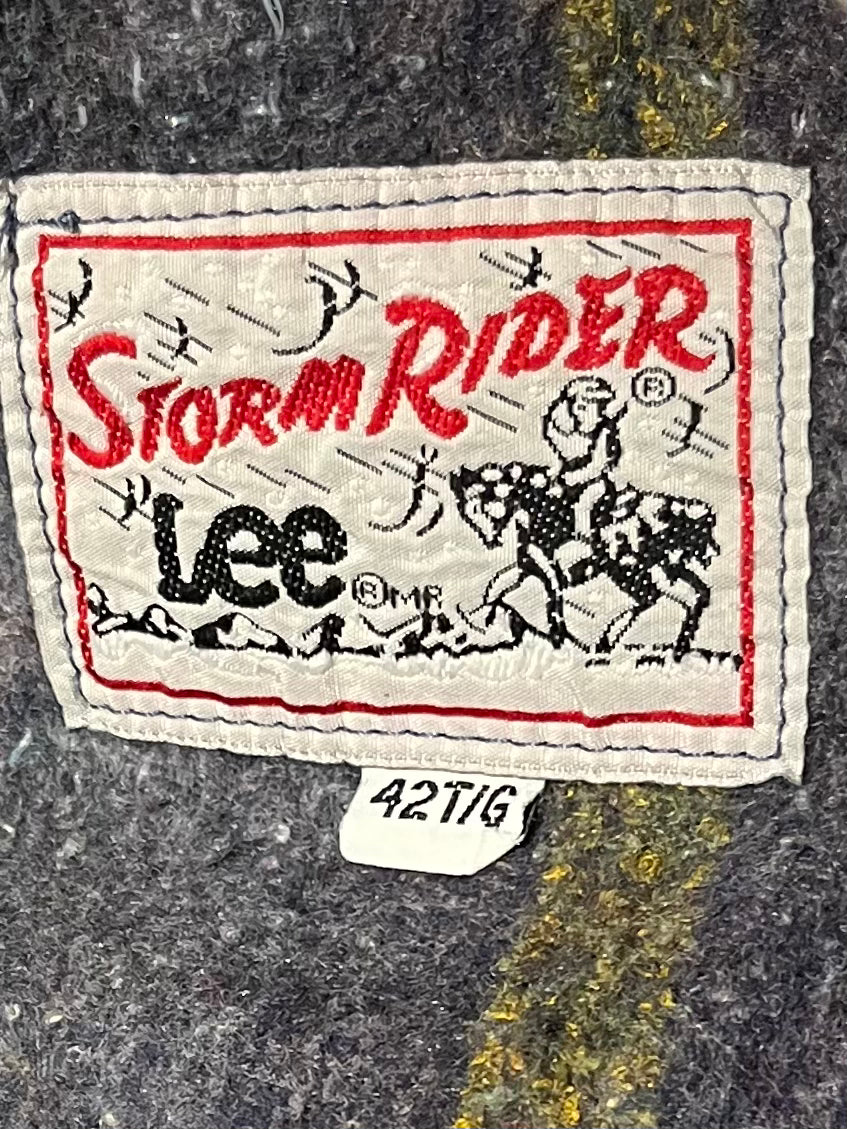 90s 'Lee Storm Rider' Trashed Blanket Lined Denim Jacket / Large