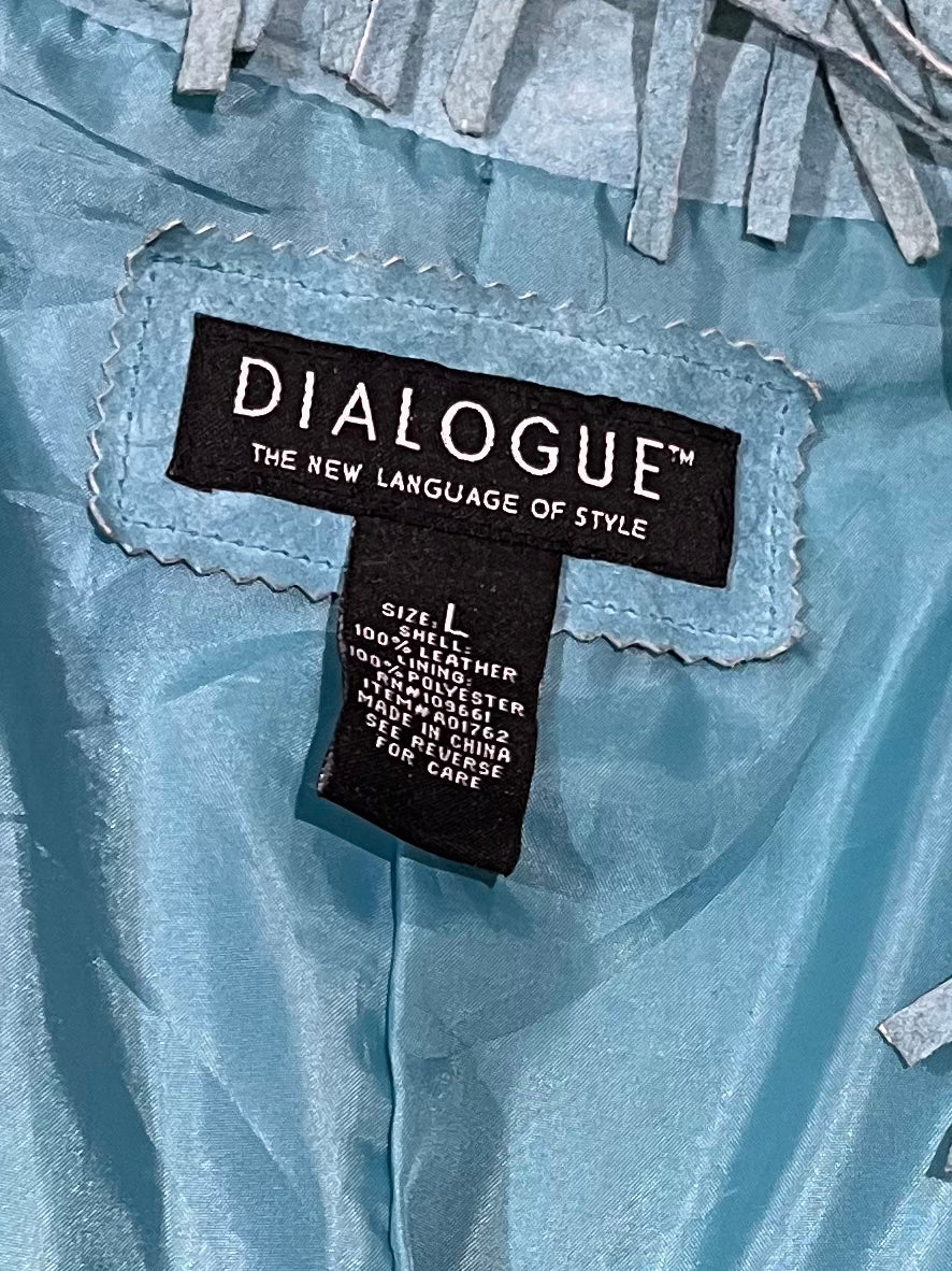Y2K 'Dialogue' Baby Blue Suede Fringe Jacket / Large