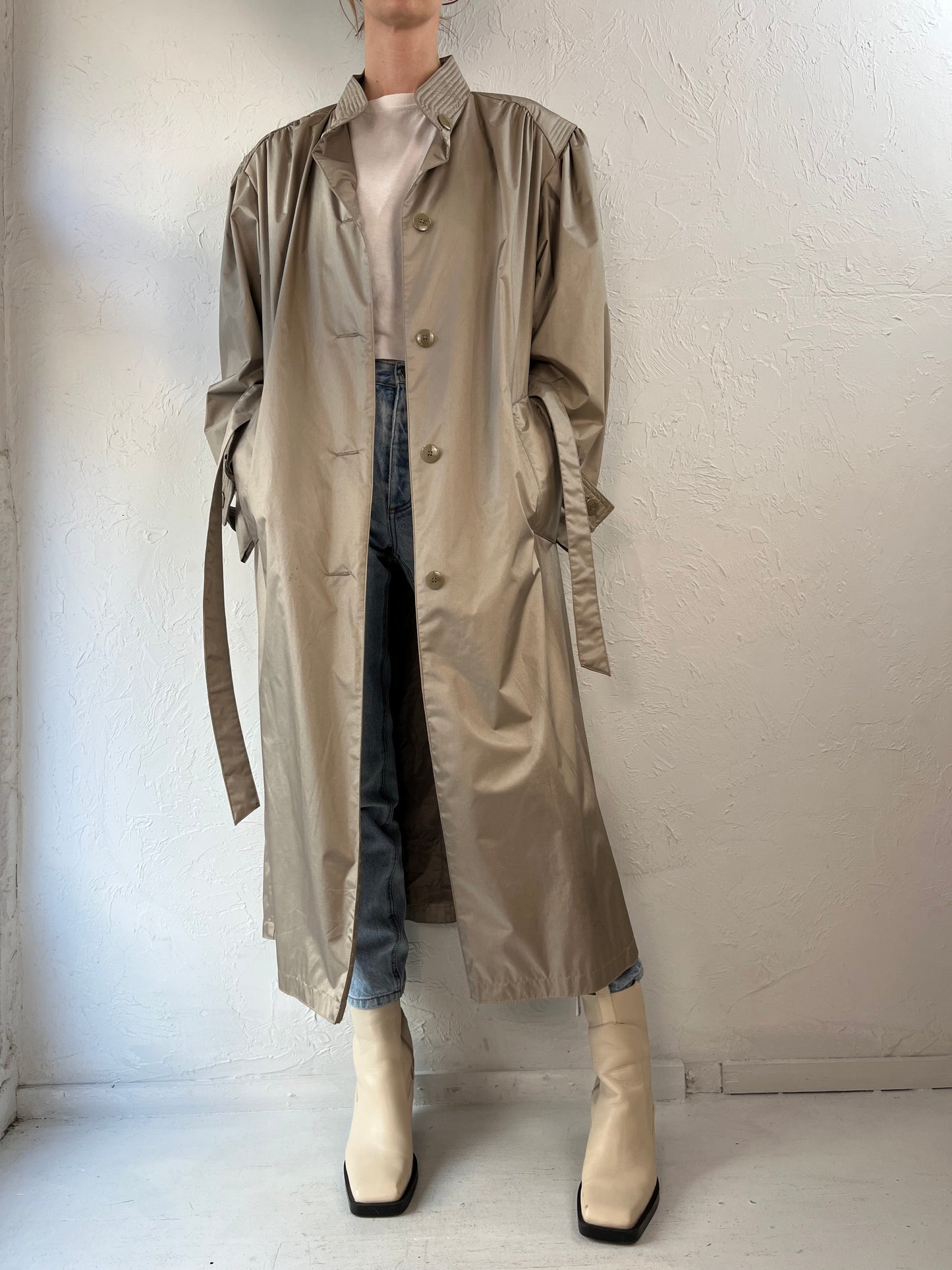 80s 'Windsor Bay' Beige Nylon Coat / 12