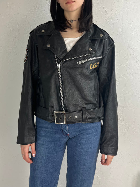 90s 'Rockware' LGD Leather Moto Jacket / Large