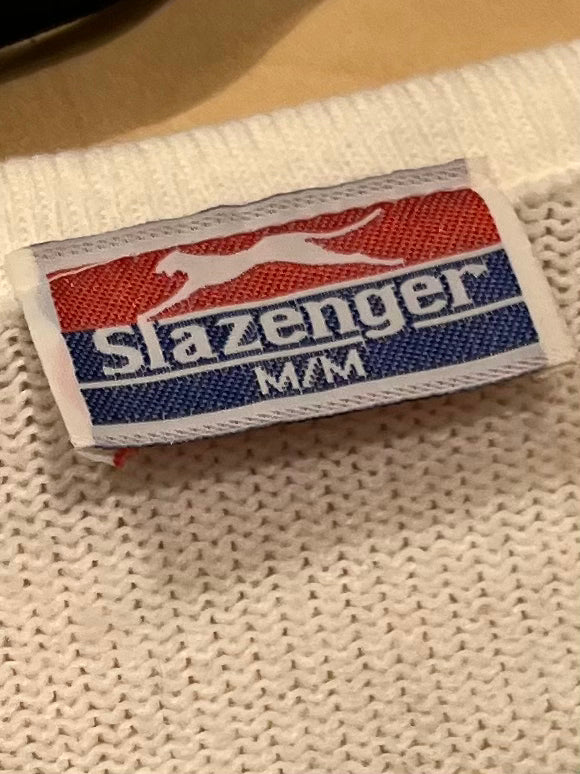 90s 'Slazenger' Acrylic Knit V Neck Sweater / Medium