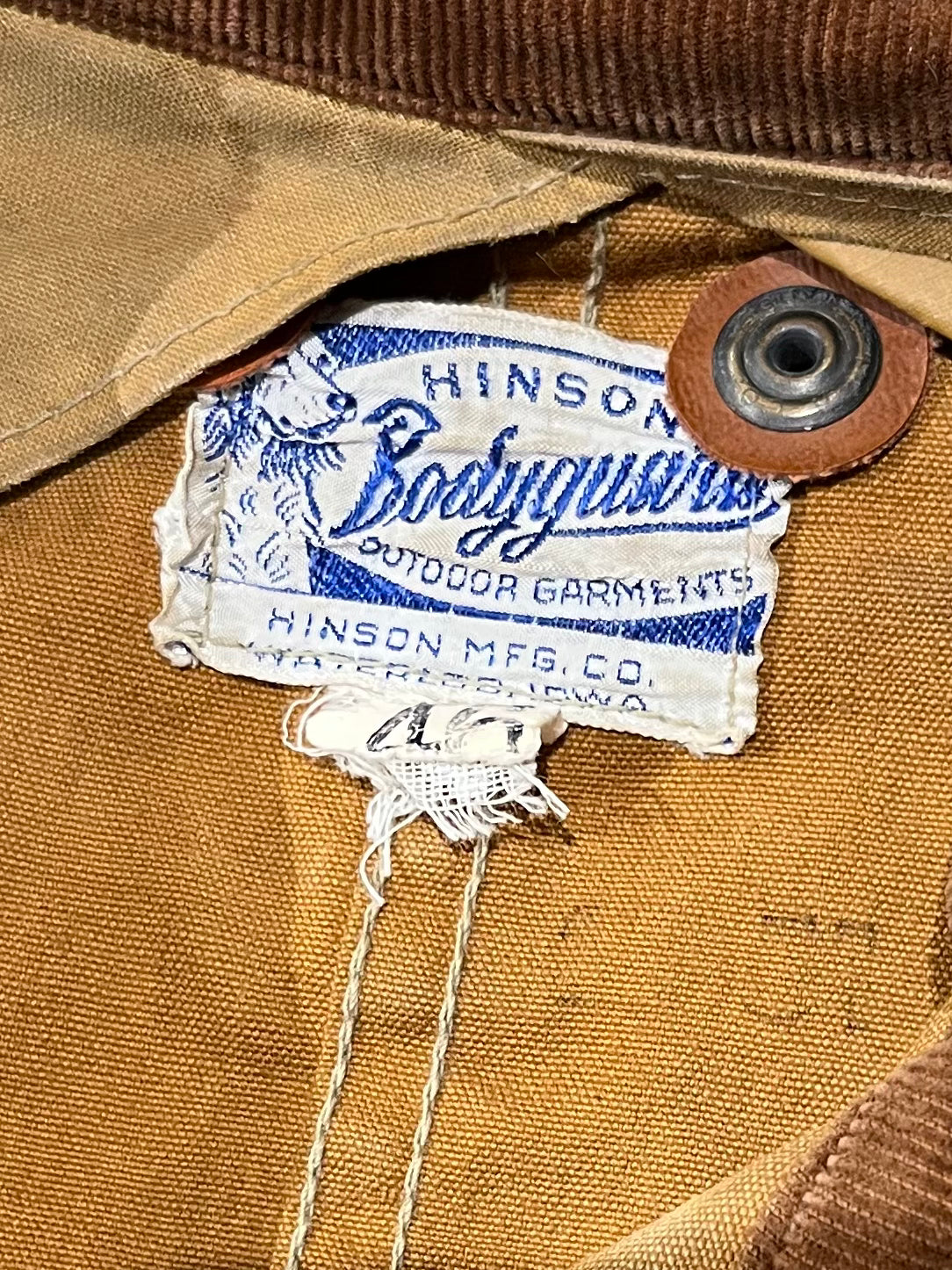 1950s 'Hinson' Bodyguard Cotton Canvas Hunting Jacket / Large