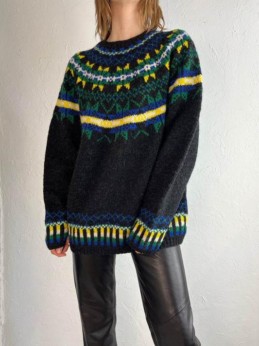 90s Knit Ski Sweater / Large
