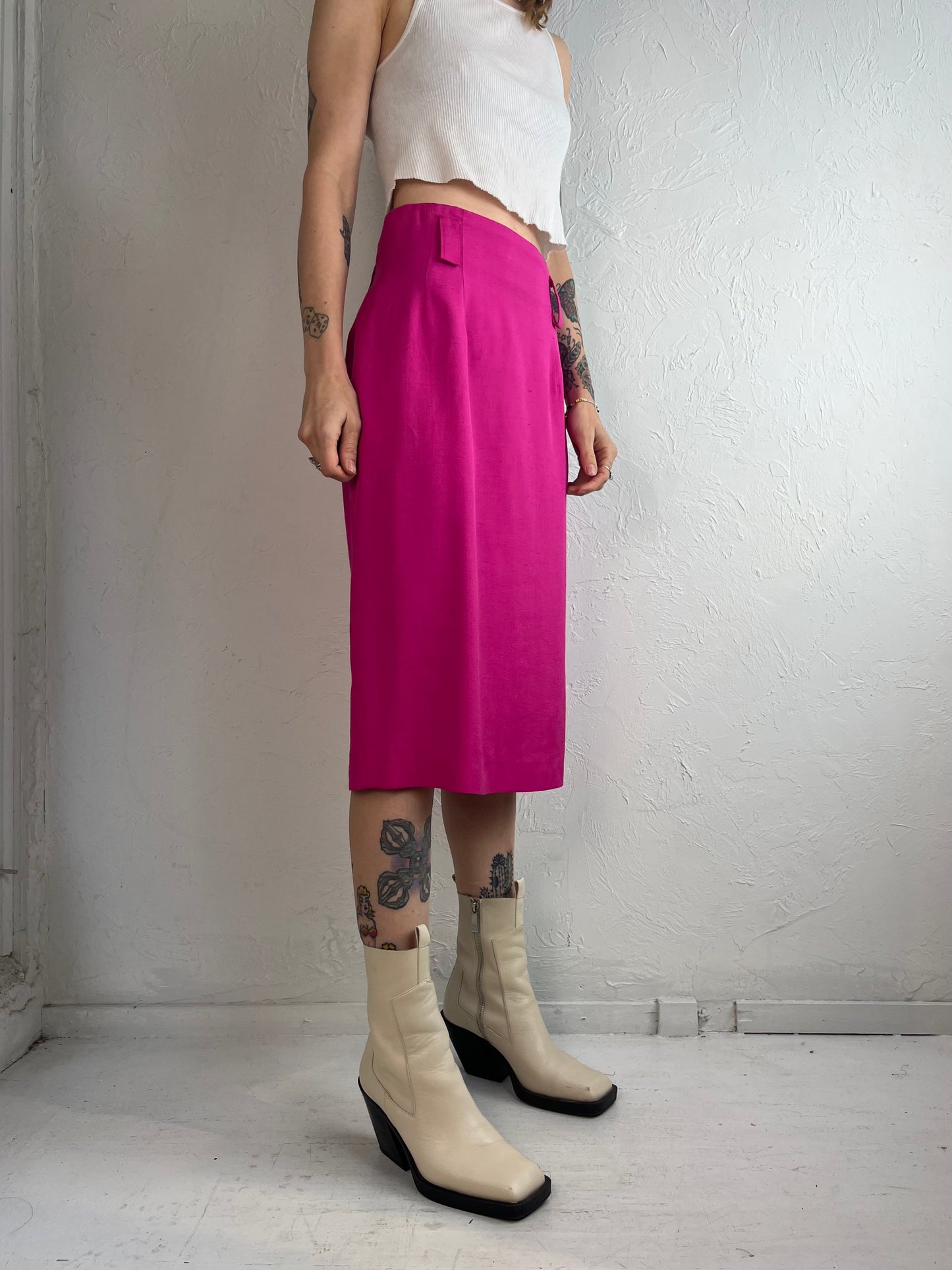 90s 'Louben' Pink Midi Skirt / Small
