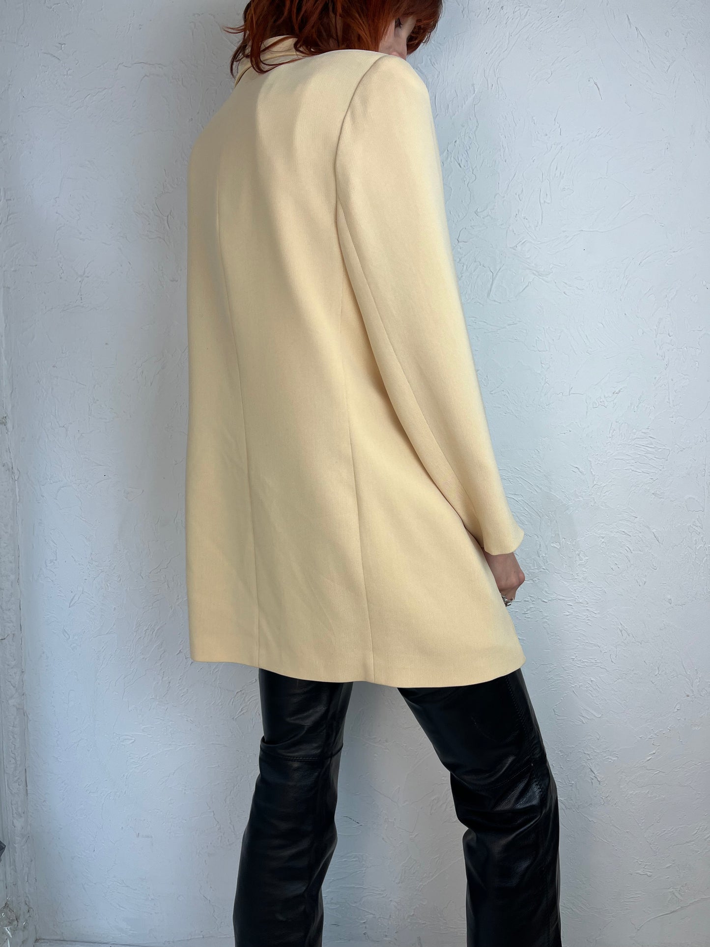 90s 'Emanuel' Pale Yellow Oversized Blazer jacket / Large