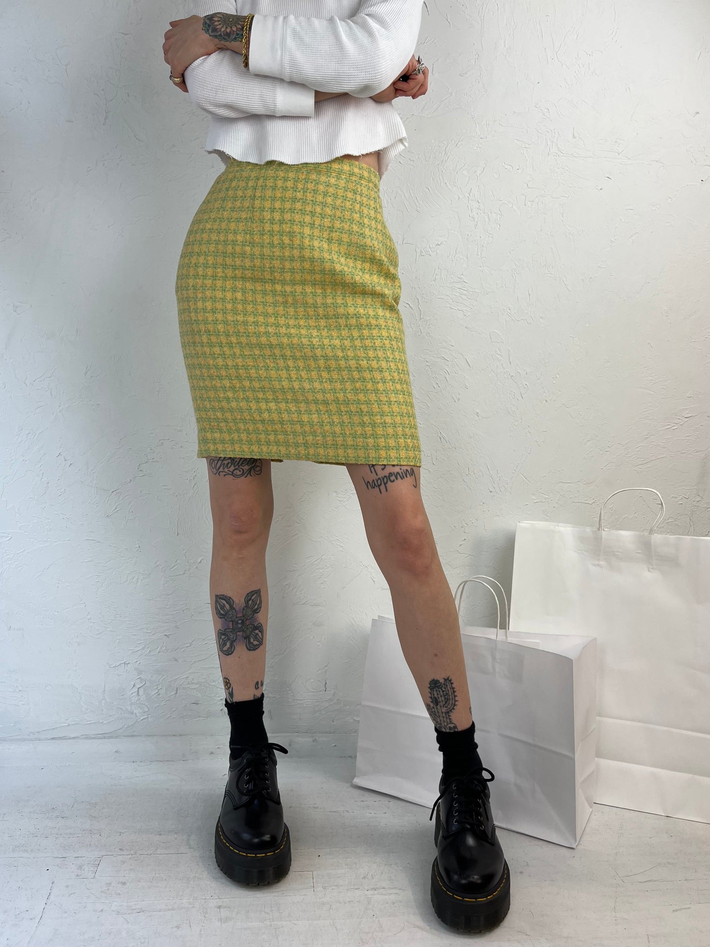 80s 90s 'Michel Rene' Pastel Tweed Mini Skirt / Small